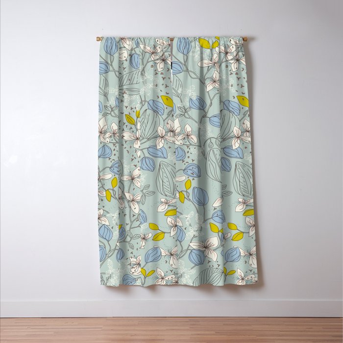 Floral elegance mint summer freshness Window Curtain Gallery Image 3