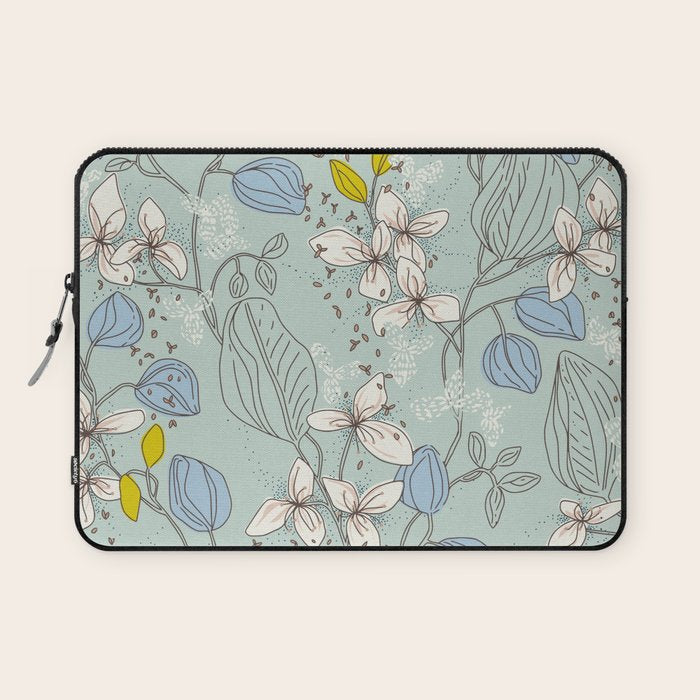 Floral elegance mint summer freshness Laptop Sleeve Gallery Image 1