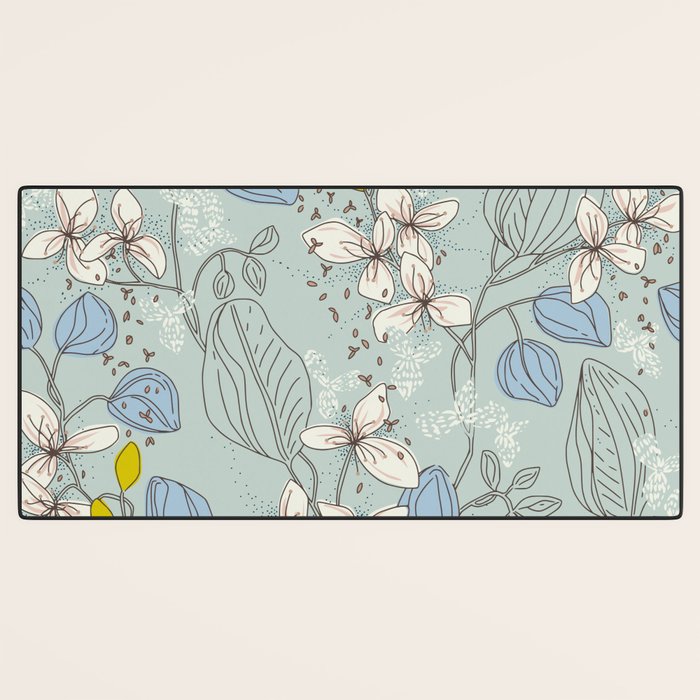 Floral elegance mint summer freshness Desk Mat Gallery Image 3