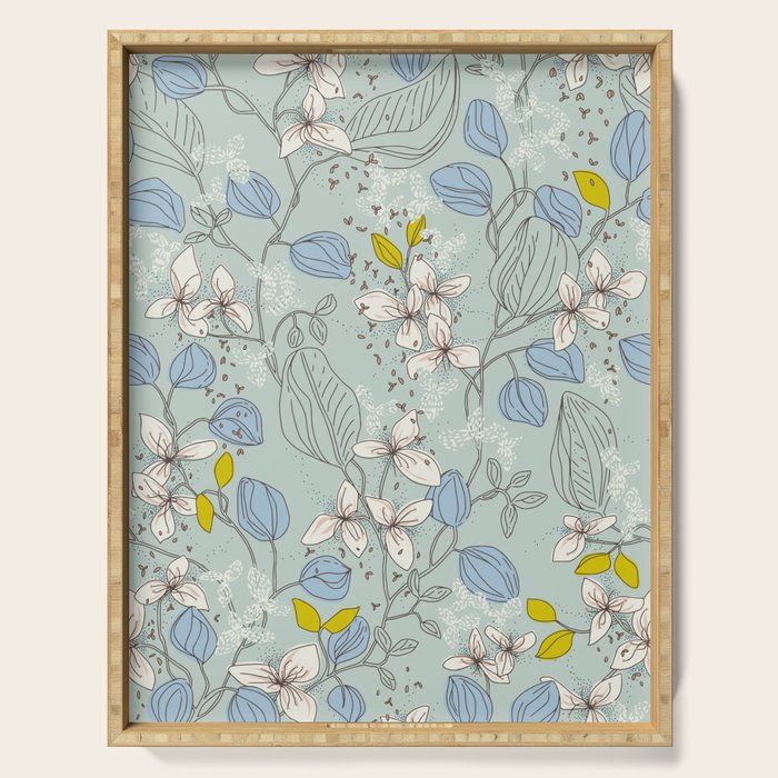 Floral elegance mint summer freshness Serving Tray Gallery Image 1