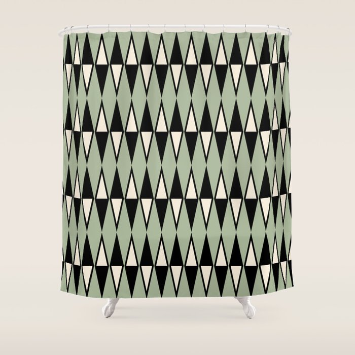 Mid Century Modern Diamond Pattern Sage Green 234 Shower Curtain Gallery Image 1