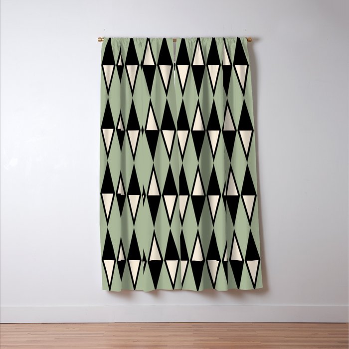 Mid Century Modern Diamond Pattern Sage Green 234 Window Curtain Gallery Image 3