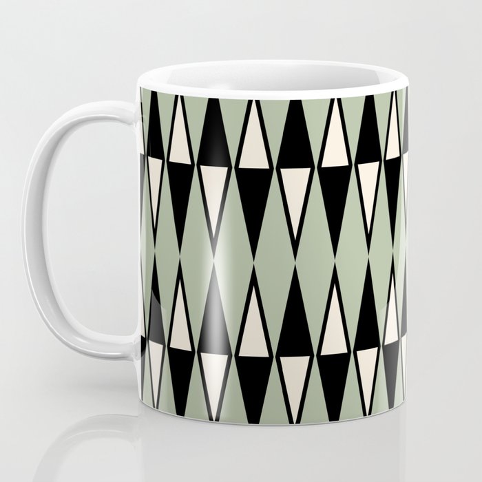 Mid Century Modern Diamond Pattern Sage Green 234 Coffee Mug Gallery Image 3