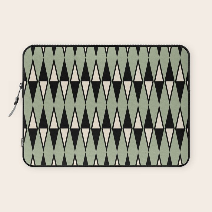 Mid Century Modern Diamond Pattern Sage Green 234 Laptop Sleeve Gallery Image 1