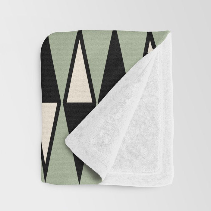 Mid Century Modern Diamond Pattern Sage Green 234 Throw Blanket Gallery Image 3
