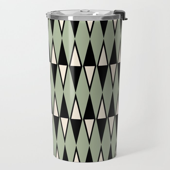 Mid Century Modern Diamond Pattern Sage Green 234 Travel Mug Gallery Image 2