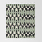 Mid Century Modern Diamond Pattern Sage Green 234 Throw Blanket Gallery Image 2