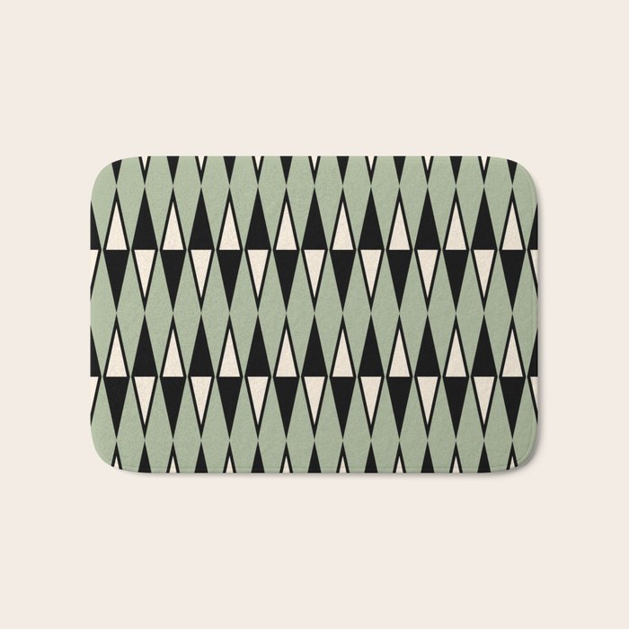 Mid Century Modern Diamond Pattern Sage Green 234 Bath Mat Gallery Image 1