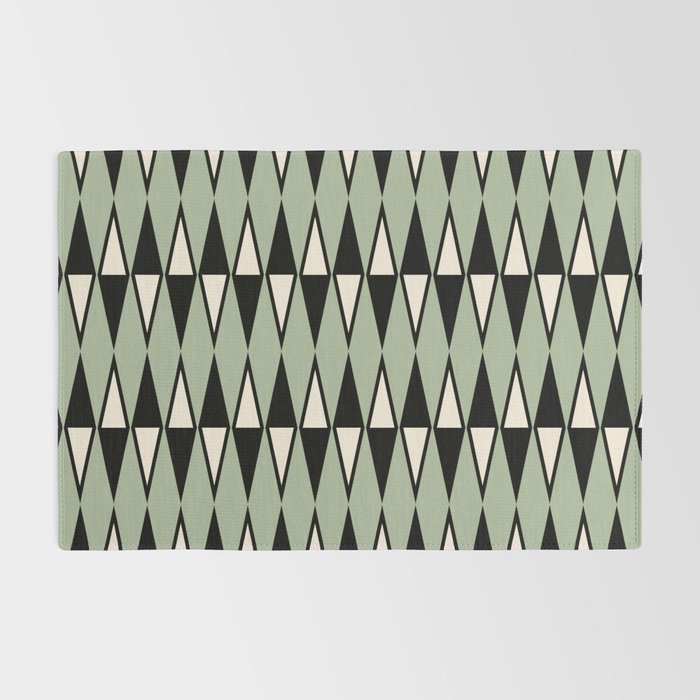 Mid Century Modern Diamond Pattern Sage Green 234 Rug Gallery Image 2