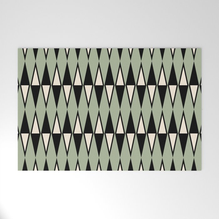 Mid Century Modern Diamond Pattern Sage Green 234 Welcome Mat Gallery Image 1