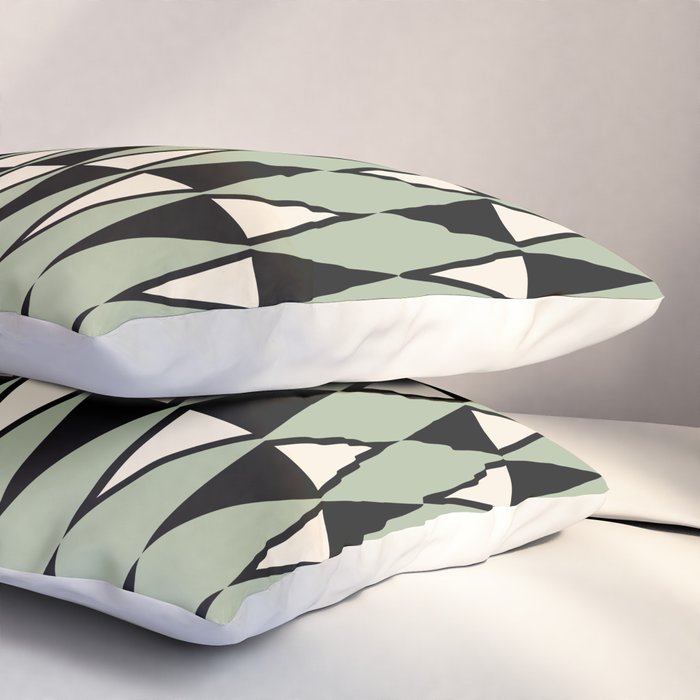 Mid Century Modern Diamond Pattern Sage Green 234 Pillow Sham Gallery Image 3