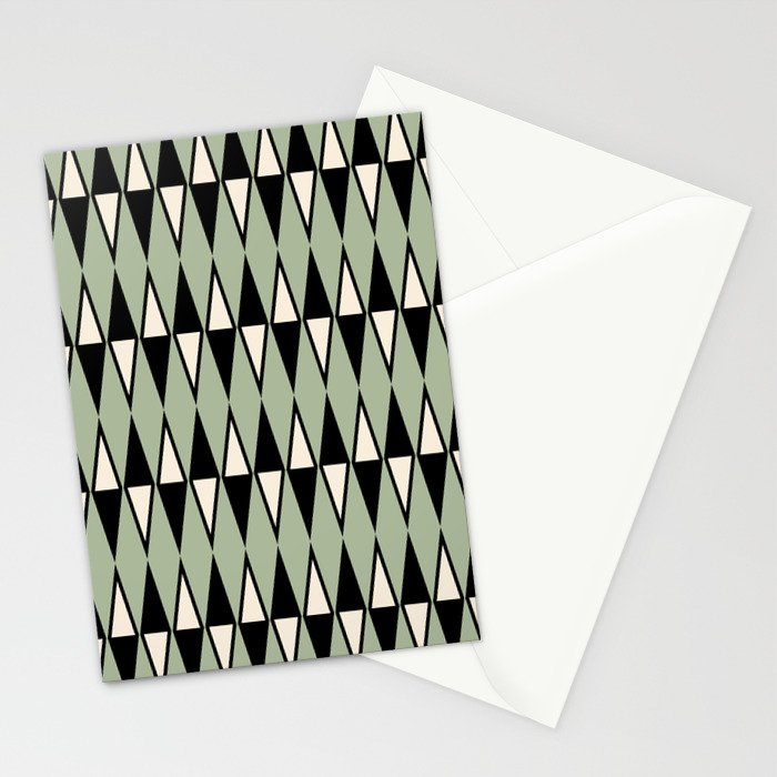 Mid Century Modern Diamond Pattern Sage Green 234 Stationery Card Gallery Image 2