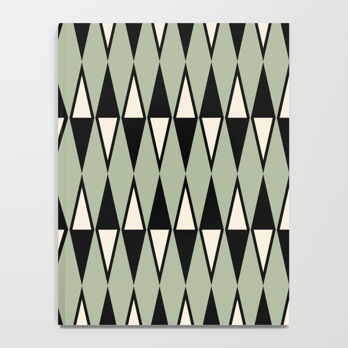 Mid Century Modern Diamond Pattern Sage Green 234 Notebook Gallery Image 4
