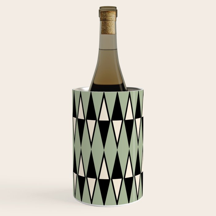 Mid Century Modern Diamond Pattern Sage Green 234 Wine Chiller Gallery Image 2