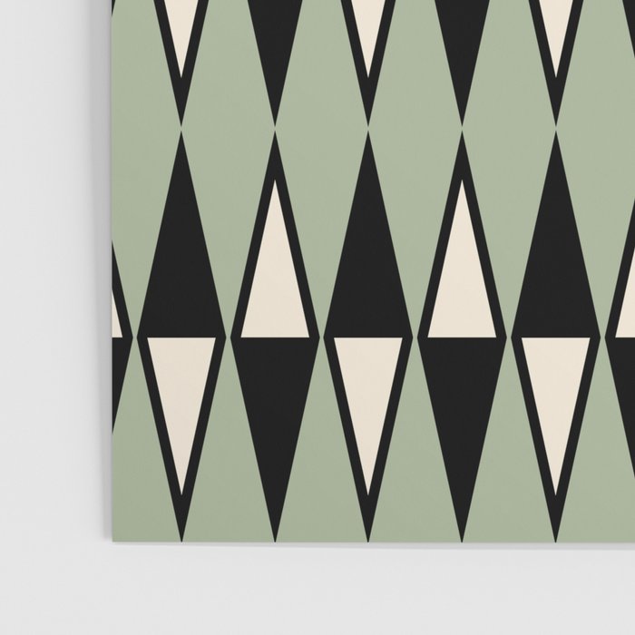 Mid Century Modern Diamond Pattern Sage Green 234 Poster Gallery Image 3