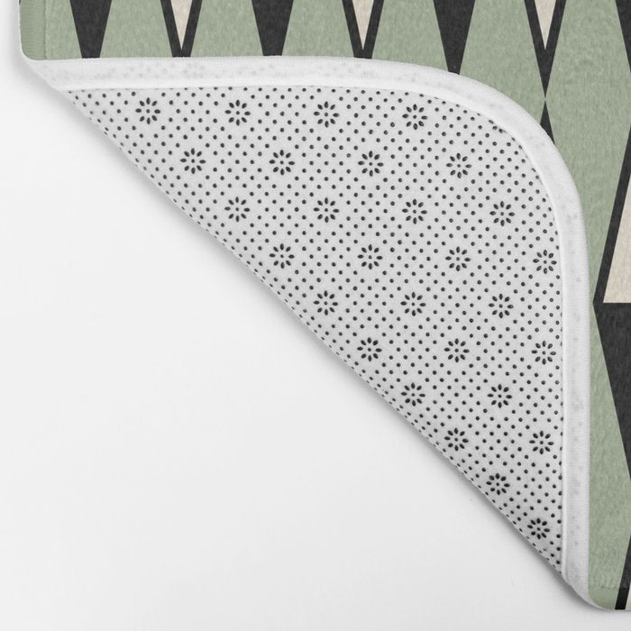 Mid Century Modern Diamond Pattern Sage Green 234 Bath Mat Gallery Image 2