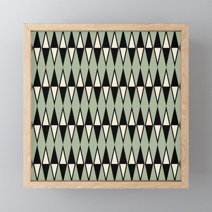 Mid Century Modern Diamond Pattern Sage Green 234 Mini Art Print Gallery Image 1