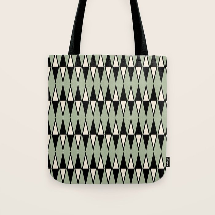 Mid Century Modern Diamond Pattern Sage Green 234 Tote Bag Gallery Image 1