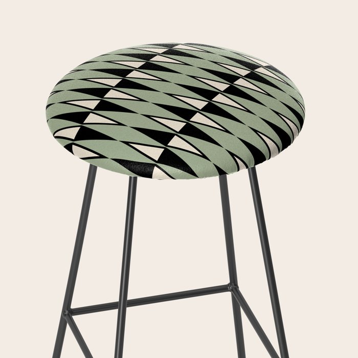 Mid Century Modern Diamond Pattern Sage Green 234 Stool Gallery Image 2