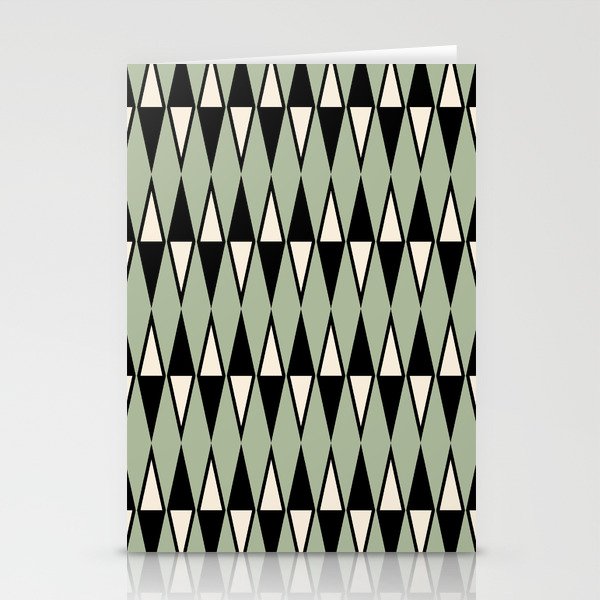 Mid Century Modern Diamond Pattern Sage Green 234 Stationery Card Gallery Image 2