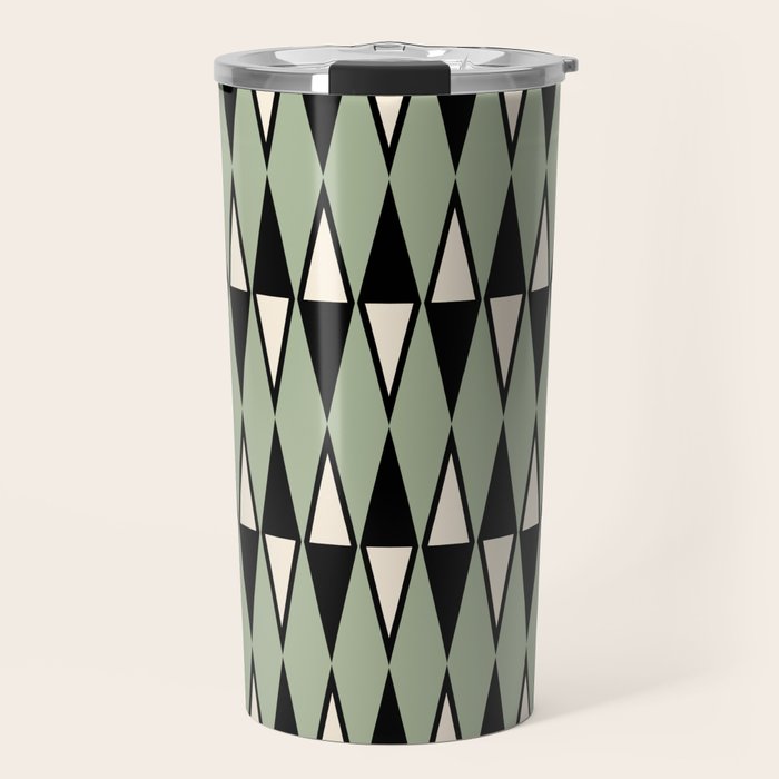 Mid Century Modern Diamond Pattern Sage Green 234 Travel Mug Gallery Image 1