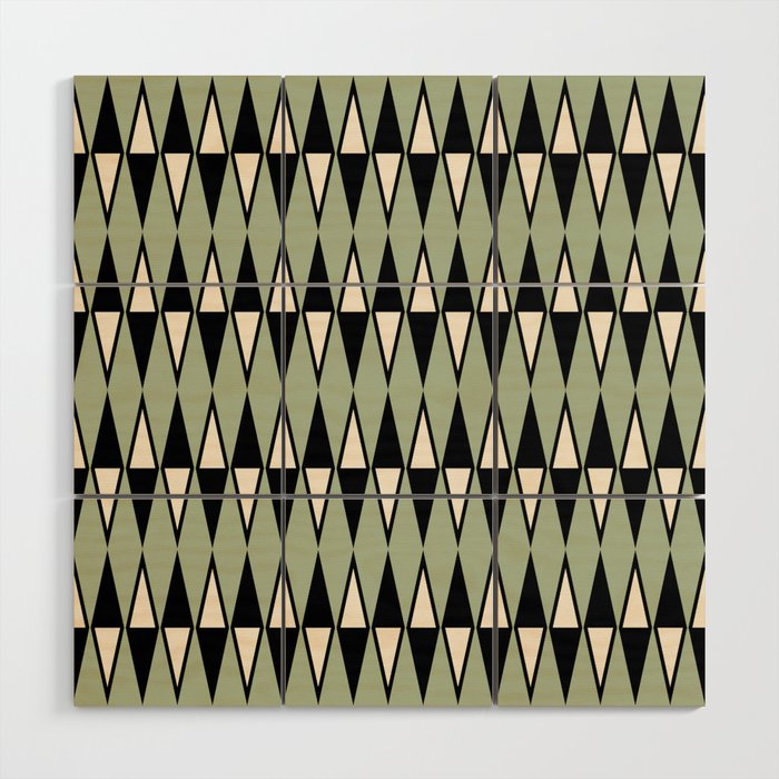 Mid Century Modern Diamond Pattern Sage Green 234 Wood Wall Art Gallery Image 2