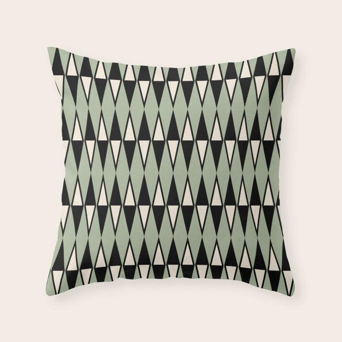 Mid Century Modern Diamond Pattern Sage Green 234 Throw Pillow Gallery Image 6