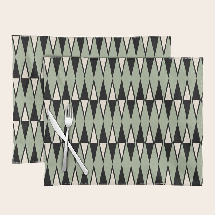 Mid Century Modern Diamond Pattern Sage Green 234 Placemat Gallery Image 1