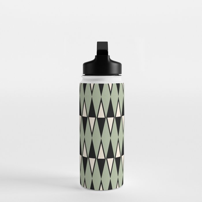 Mid Century Modern Diamond Pattern Sage Green 234 Water Bottle Gallery Image 3