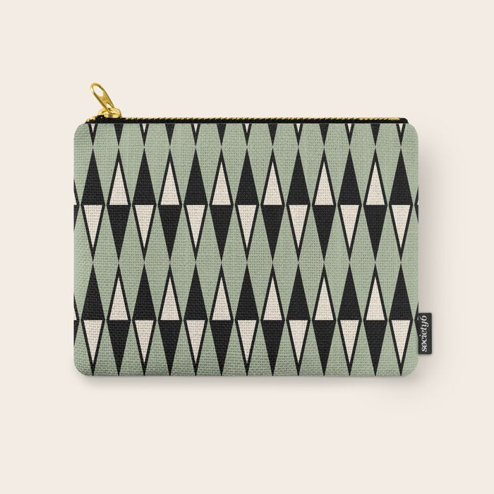Mid Century Modern Diamond Pattern Sage Green 234 Carry All Pouch Gallery Image 1