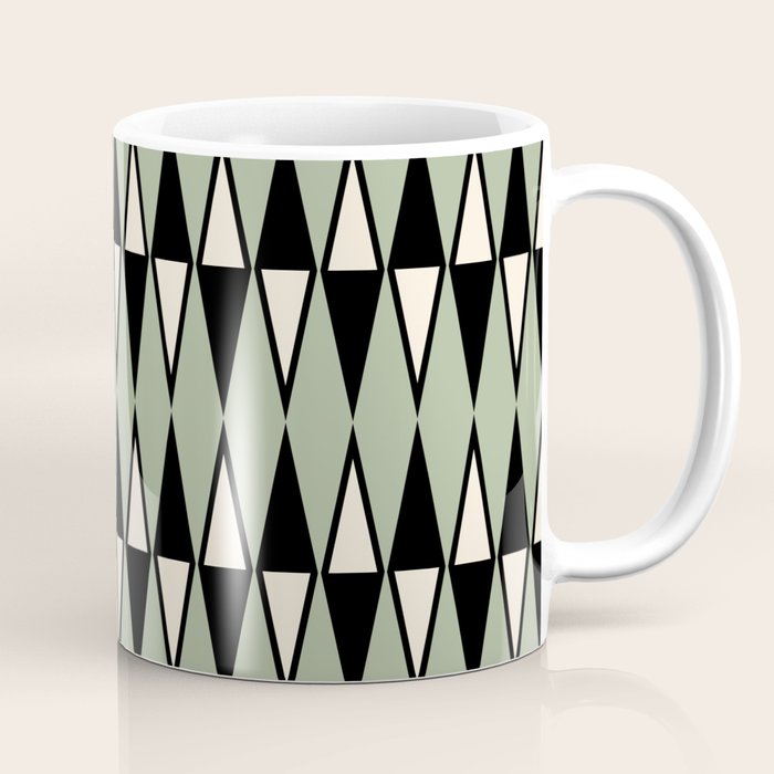 Mid Century Modern Diamond Pattern Sage Green 234 Coffee Mug Gallery Image 1
