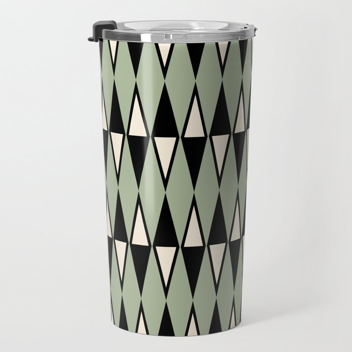 Mid Century Modern Diamond Pattern Sage Green 234 Travel Mug Gallery Image 3