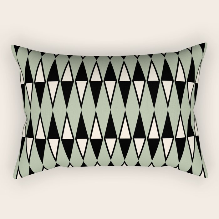 Mid Century Modern Diamond Pattern Sage Green 234 Rectangular Pillow Gallery Image 2