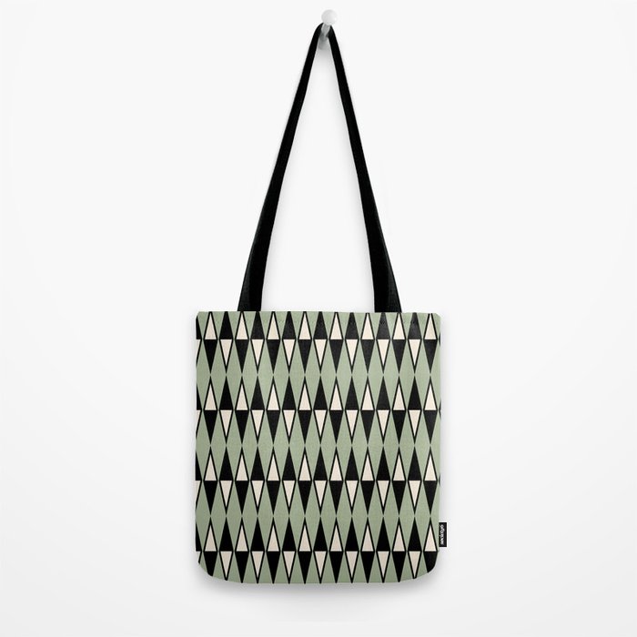Mid Century Modern Diamond Pattern Sage Green 234 Tote Bag Gallery Image 2