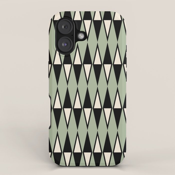 Mid Century Modern Diamond Pattern Sage Green 234 iPhone Case Gallery Image 1