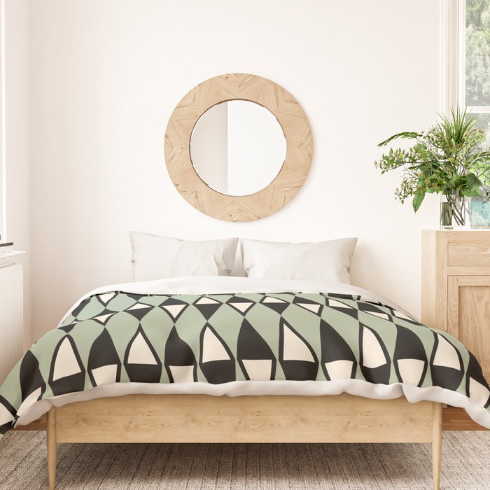Mid Century Modern Diamond Pattern Sage Green 234 Duvet Cover Gallery Image 3