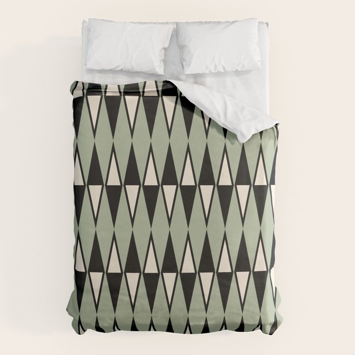Mid Century Modern Diamond Pattern Sage Green 234 Duvet Cover Gallery Image 6