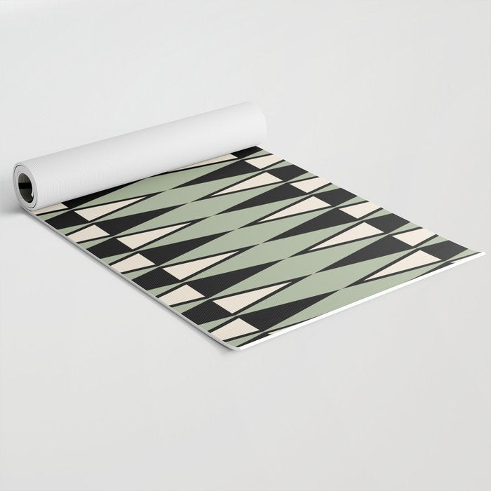Mid Century Modern Diamond Pattern Sage Green 234 Yoga Mat Gallery Image 2