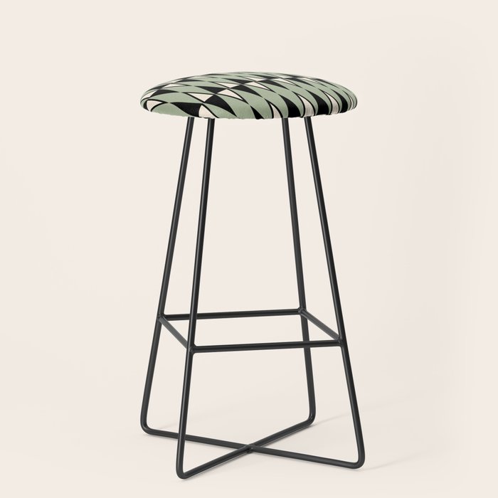 Mid Century Modern Diamond Pattern Sage Green 234 Stool Gallery Image 1