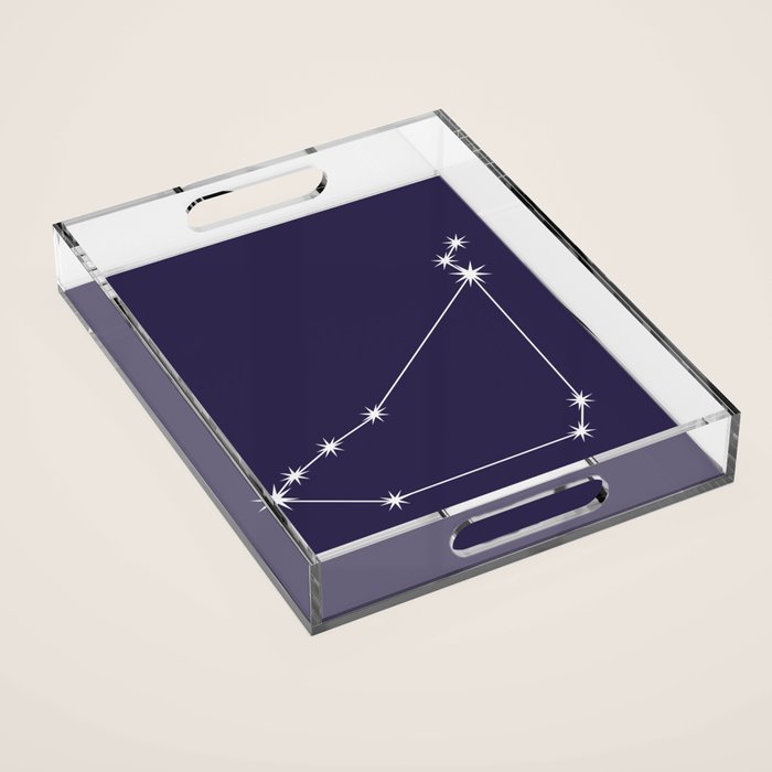 Capricorn Zodiac Star Constellation Line Art Dark Purple Acrylic Tray Gallery Image 1