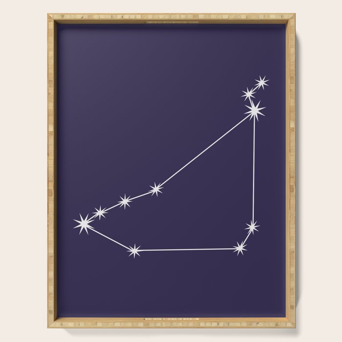 Capricorn Zodiac Star Constellation Line Art Dark Purple Serving Tray Gallery Image 1