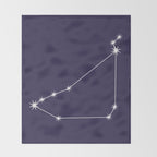 Capricorn Zodiac Star Constellation Line Art Dark Purple Throw Blanket Gallery Image 2