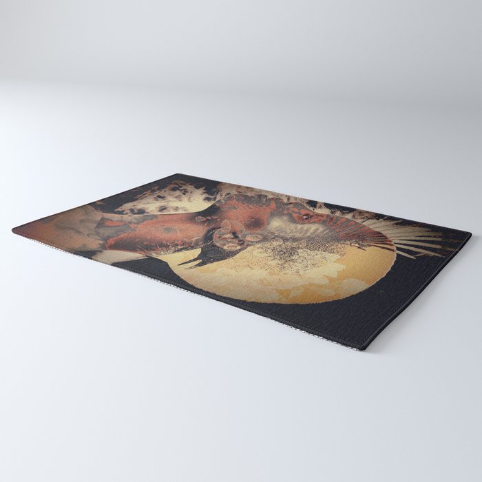 PORTRAIT (Woman and bird) Rug Gallery Image 3