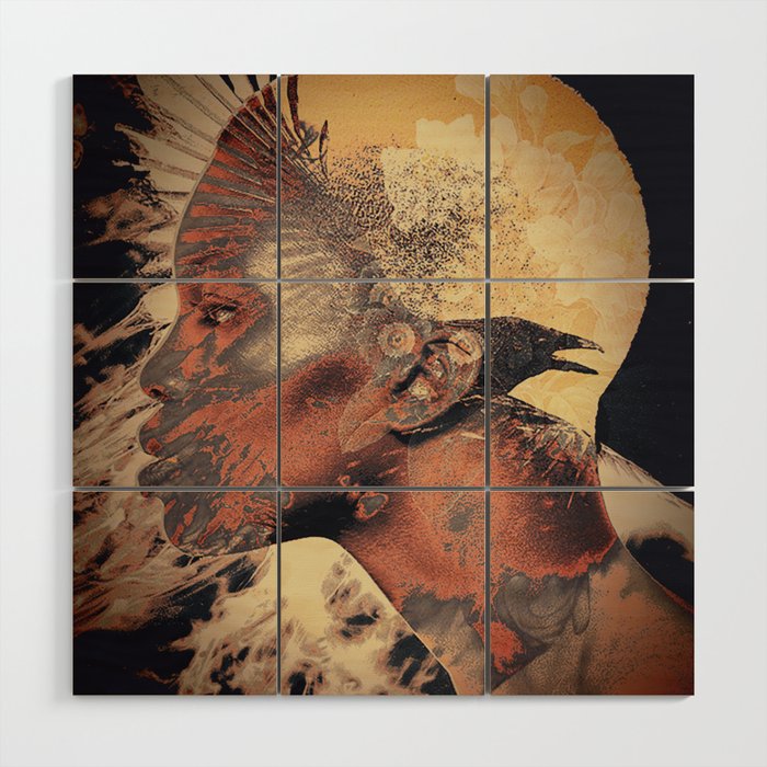 PORTRAIT (Woman and bird) Wood Wall Art Gallery Image 1