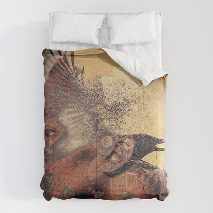 PORTRAIT (Woman and bird) Comforter Gallery Image 1