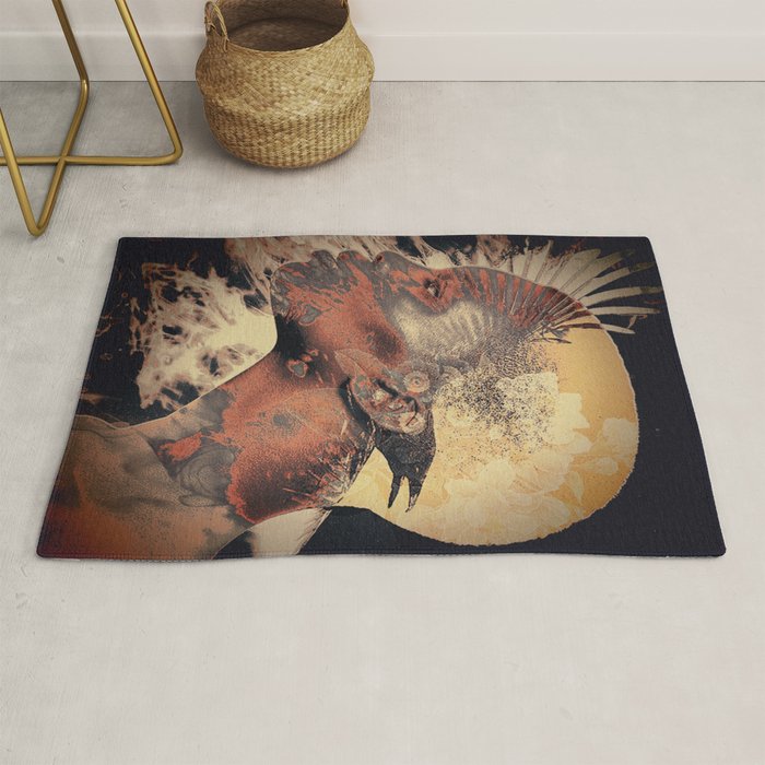 PORTRAIT (Woman and bird) Rug Gallery Image 1