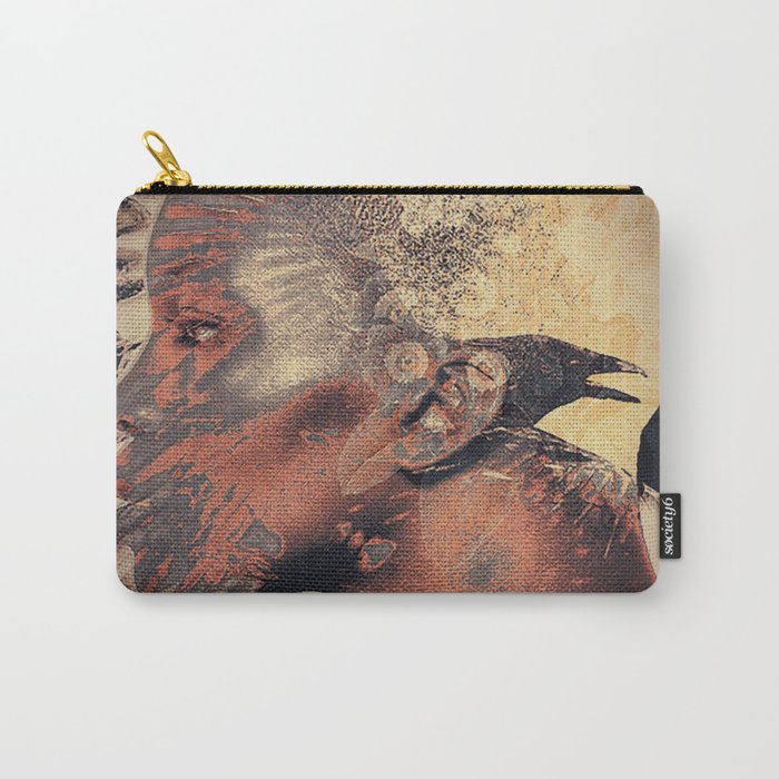 PORTRAIT (Woman and bird) Carry All Pouch Gallery Image 1