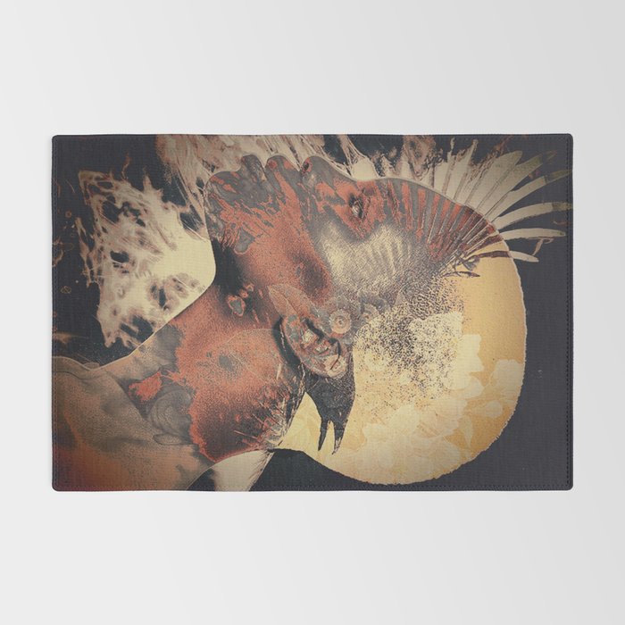 PORTRAIT (Woman and bird) Rug Gallery Image 2