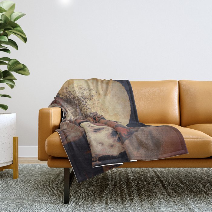 PORTRAIT (Woman and bird) Throw Blanket Gallery Image 1