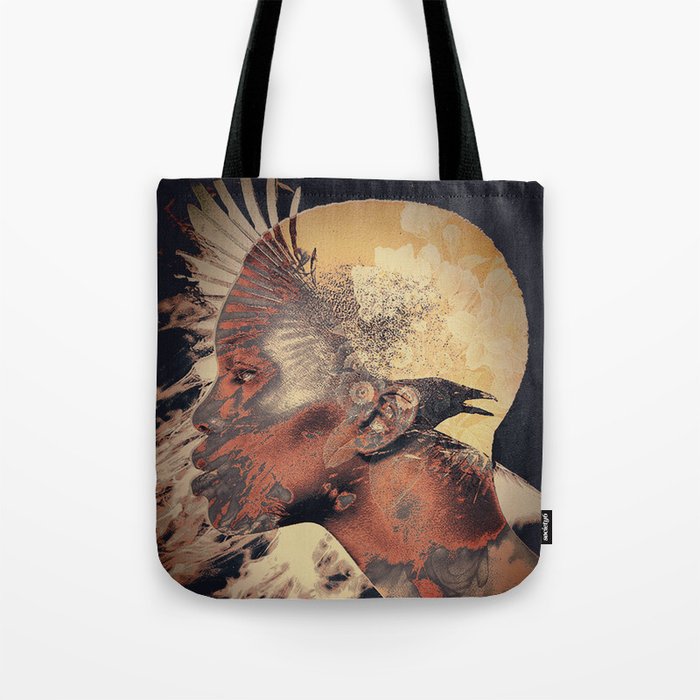 PORTRAIT (Woman and bird) Tote Bag Gallery Image 1